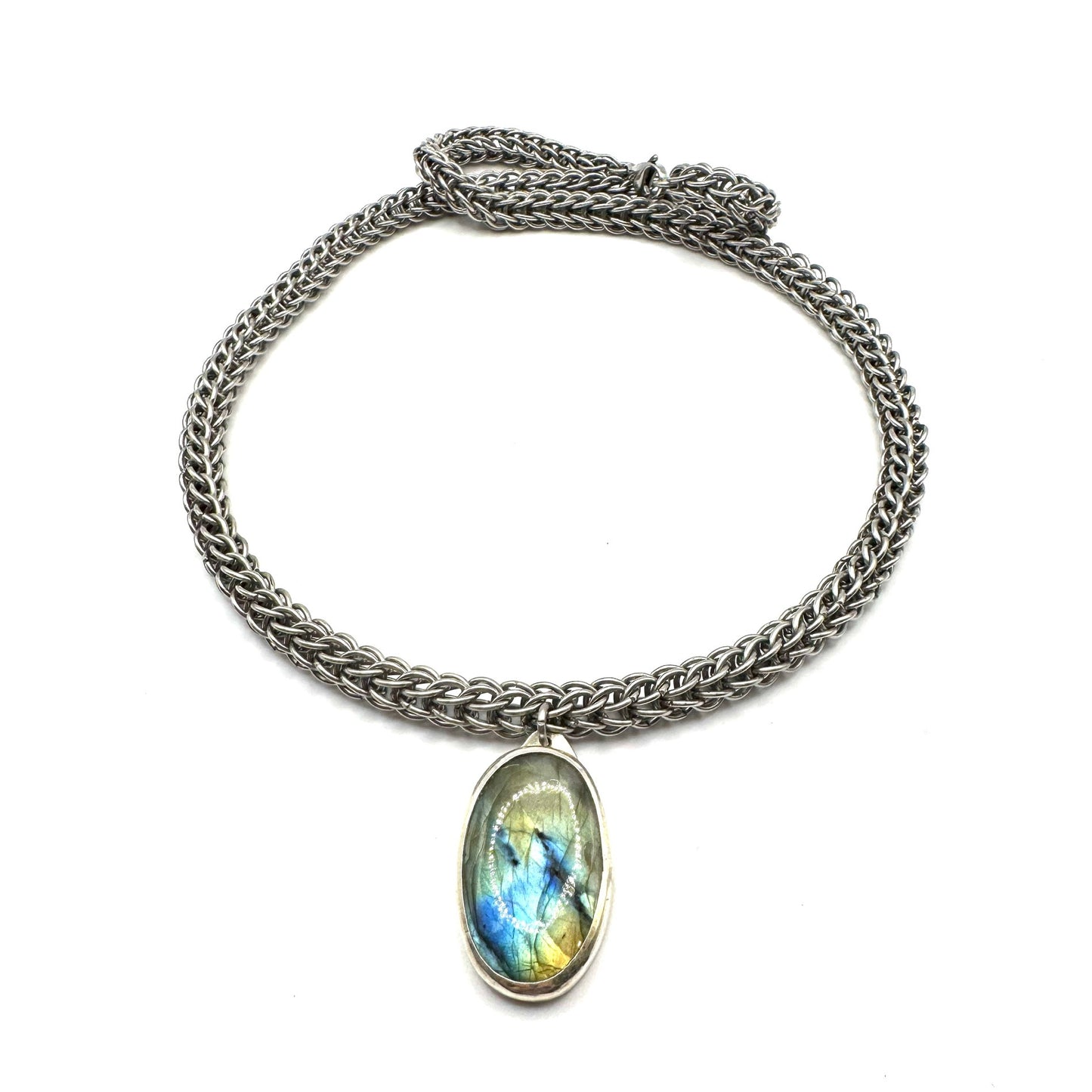 Labradorite Ancient Kings’ Necklace Sterling Silver and Stainless Steel