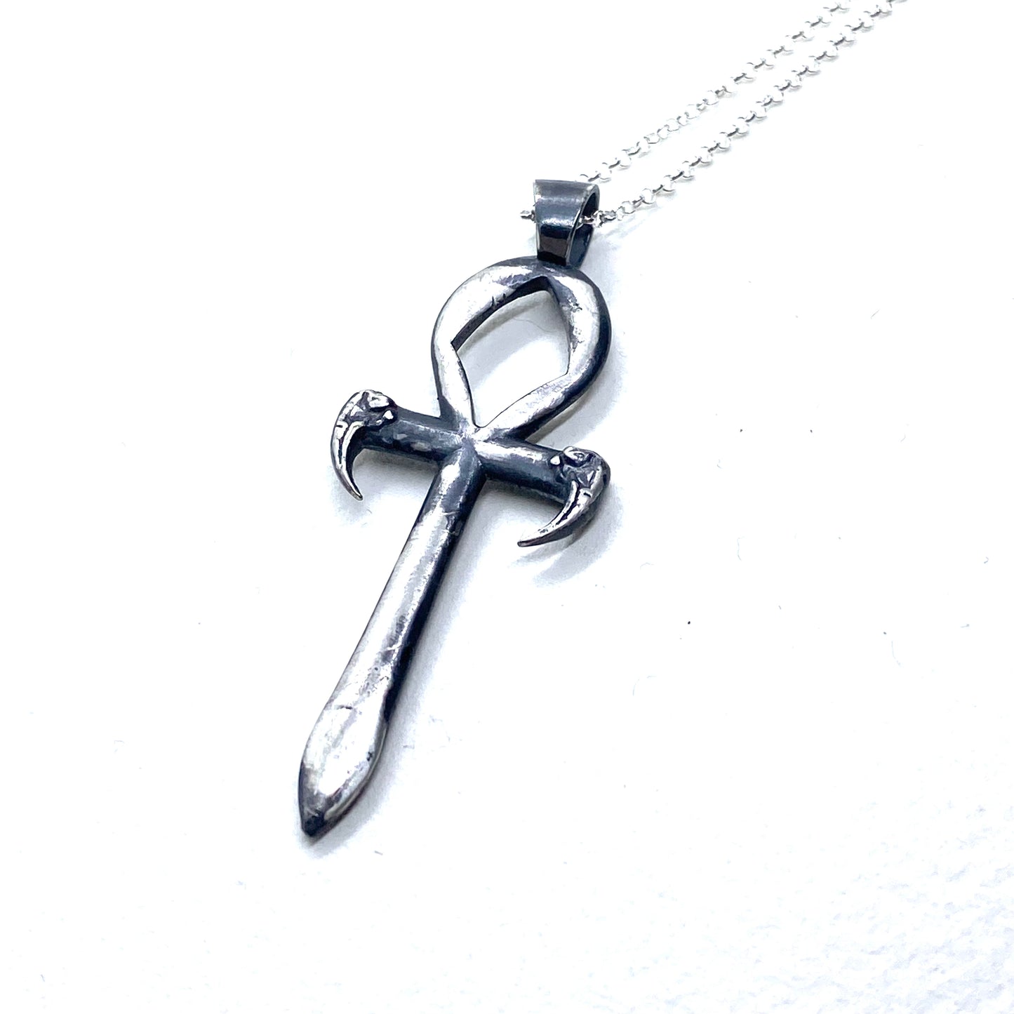 Dragon Ankh Talisman Necklace Sterling Silver