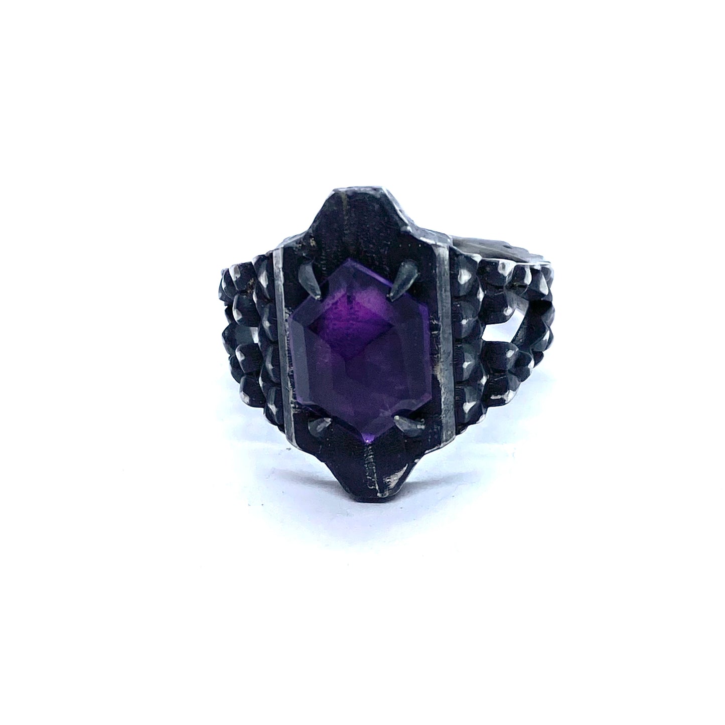 Serpent’s Claw Ring with Amethyst in Sterling Silver
