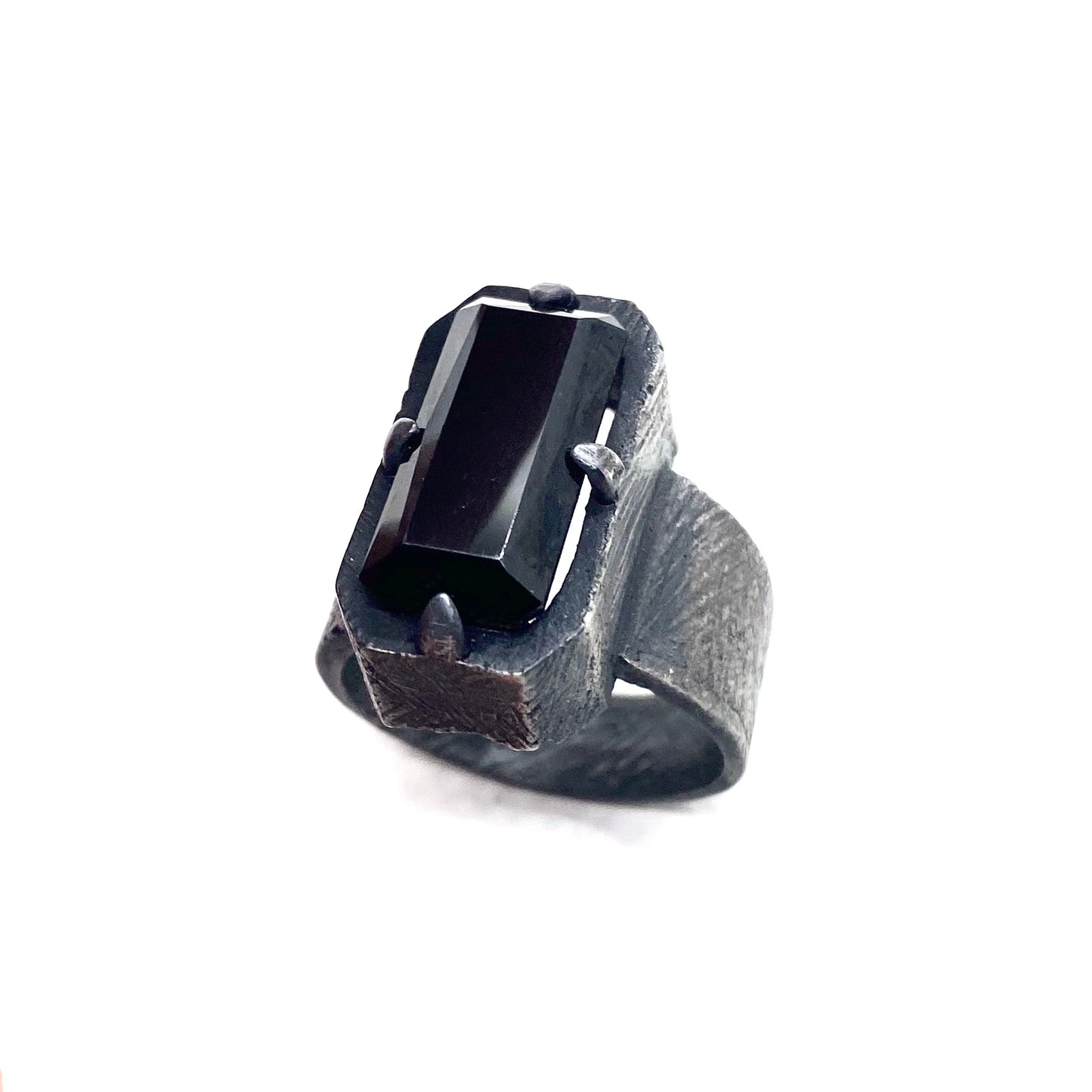 Brutalist Ring with Tourmaline in Sterling Silver