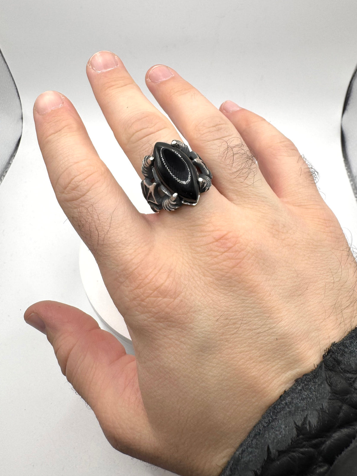 Abaddon Ring With Black Onyx In Sterling Silver