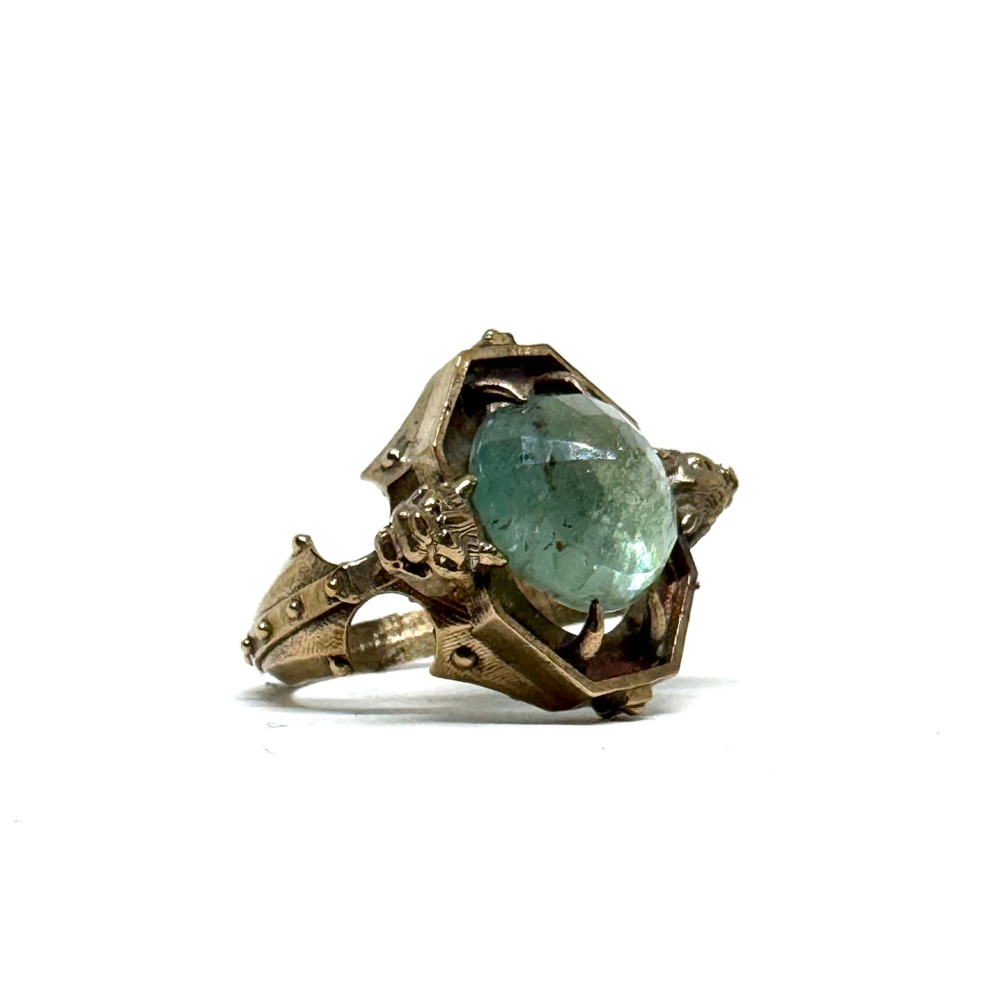 Citadel Ring with Aquamarine in Bronze