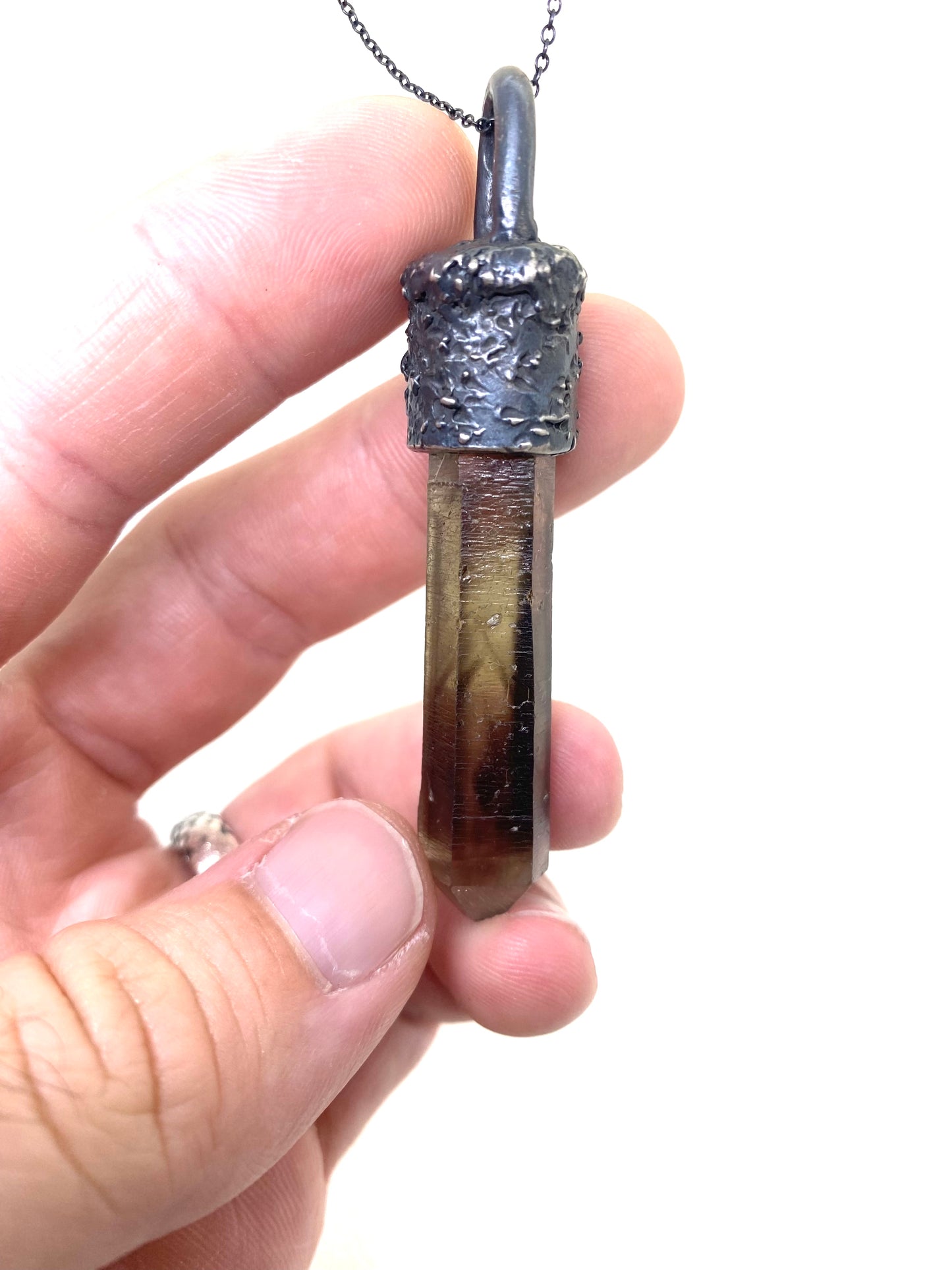 Smoky Quartz Talisman Necklace Sterling Silver