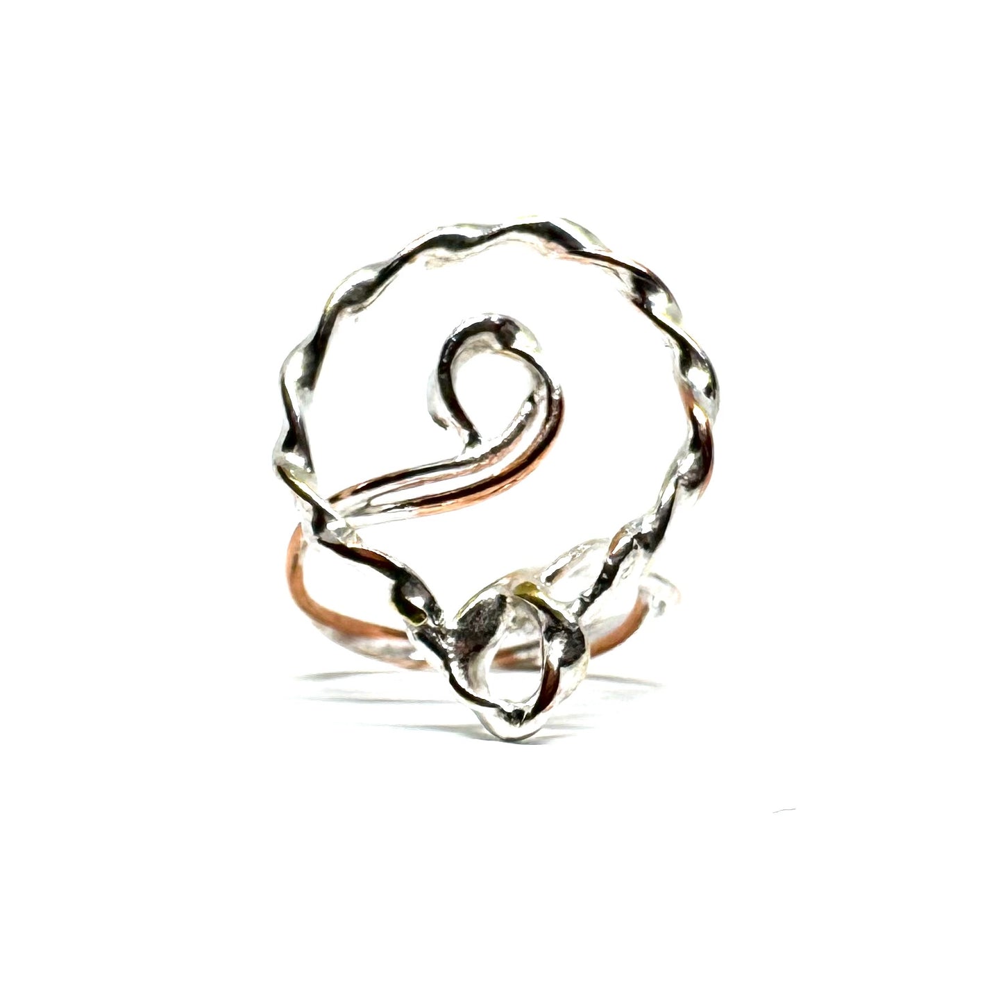 Twisted Sigil Ring Stacker in Sterling Silver and Copper