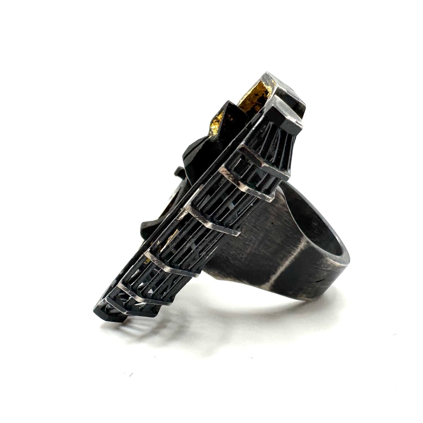 Draugr Coffin Ring in Sterling Silver and Black Wood
