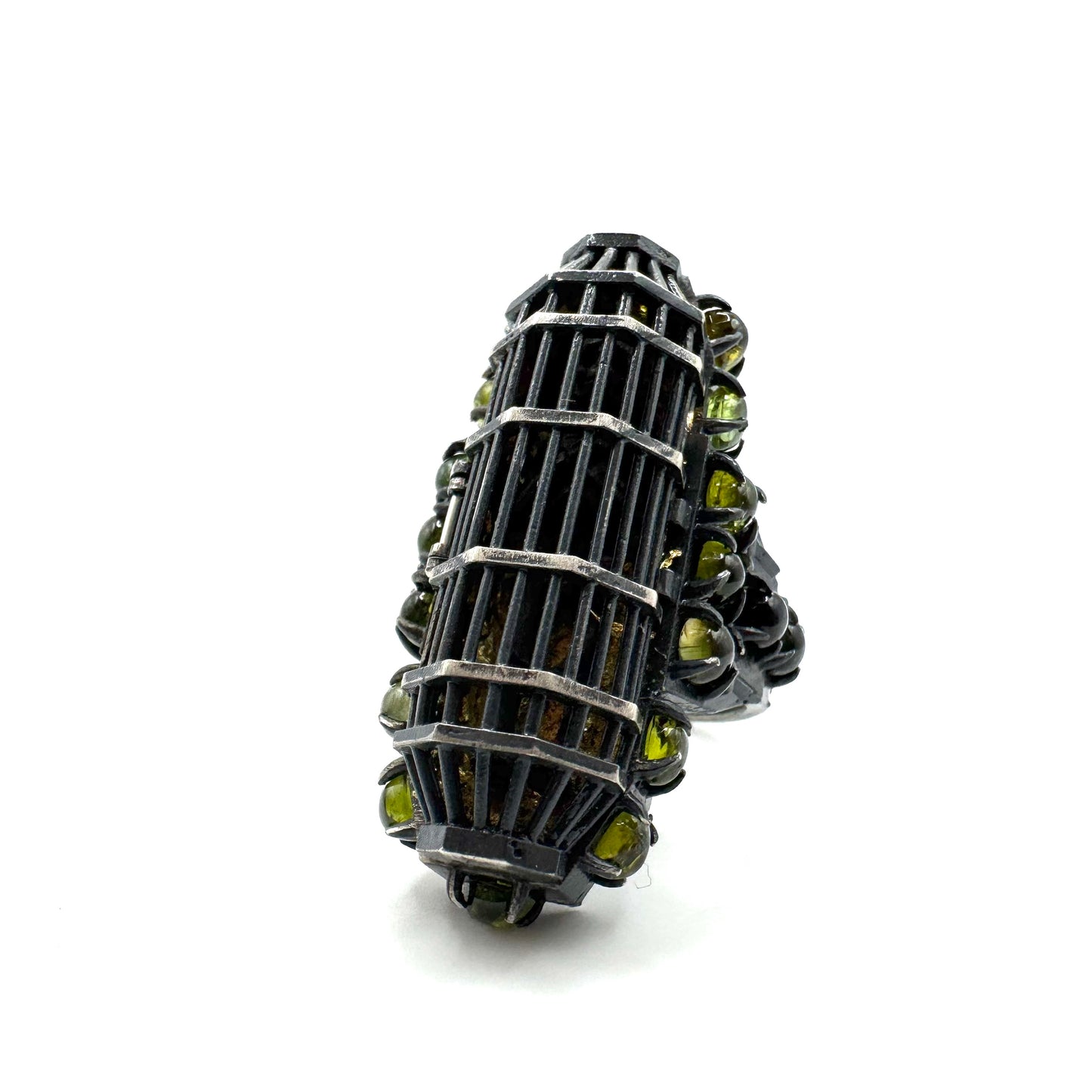 Gibbet Coffin Ring in Sterling Silver and Tourmaline