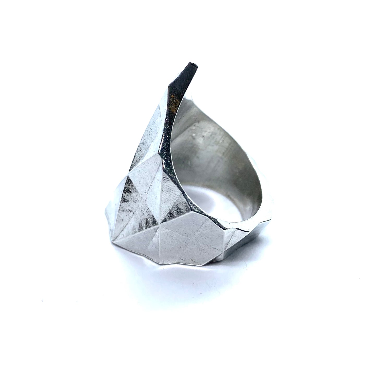 Faceted Brutalist Ring In Sterling Silver