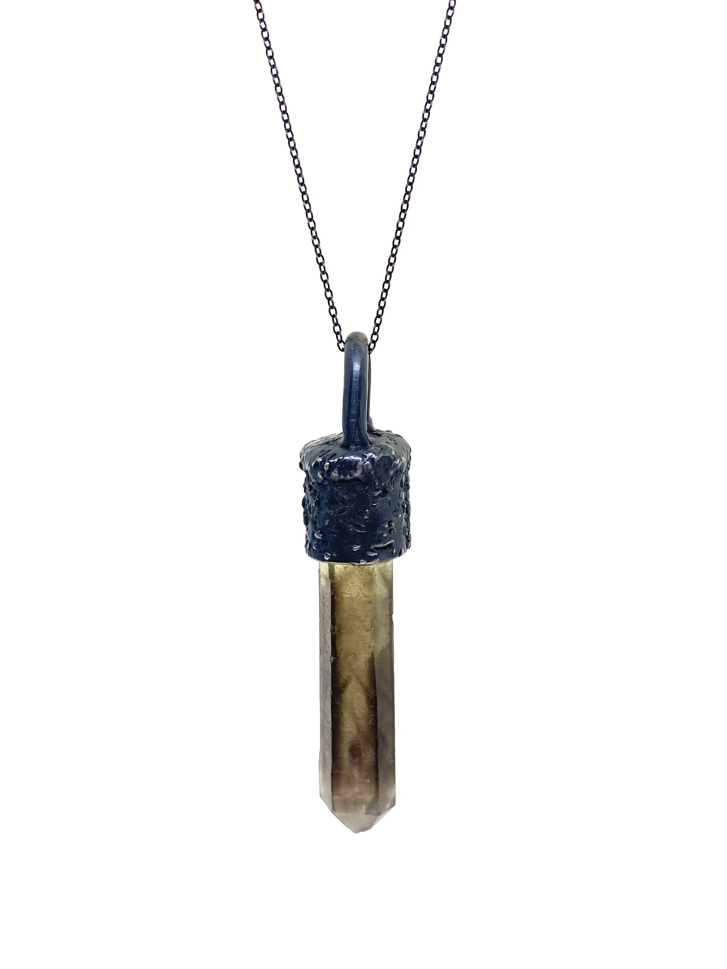 Smoky Quartz Talisman Necklace Sterling Silver