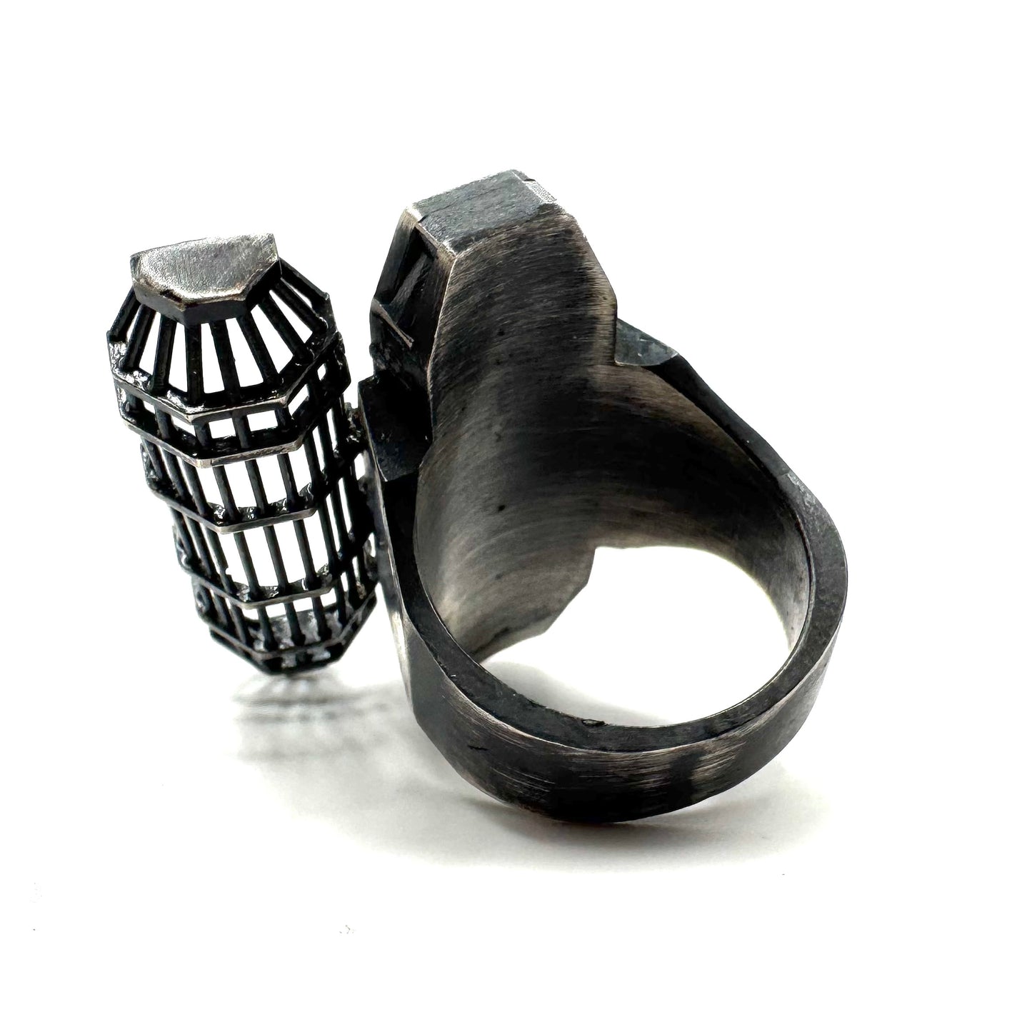 Draugr Coffin Ring in Sterling Silver and Black Wood