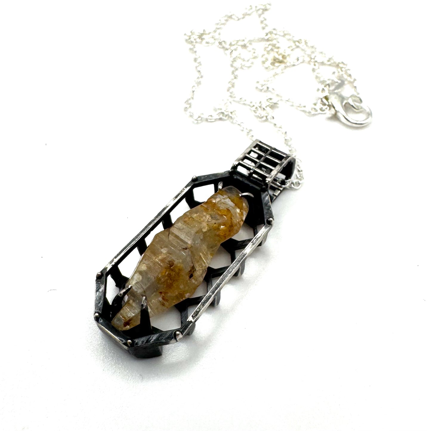 Ancient Origins Pendant - Raw White Sapphire in Sterling Silver