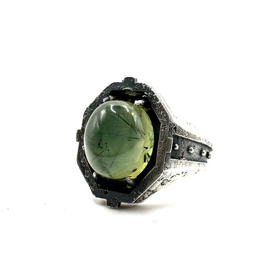 Ring of the Voidmage Set with Prehnite Ring in Sterling Silver