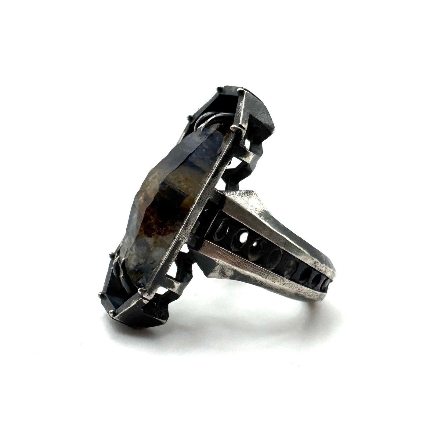 Ancient Origins Ring - Raw Blue Sapphire Ring in Sterling Silver