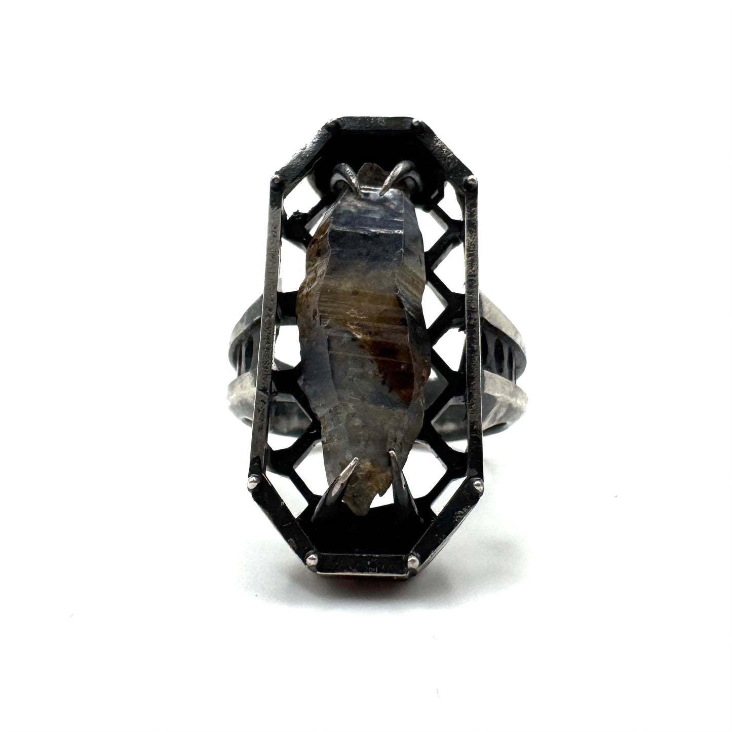 Ancient Origins Ring - Raw Blue Sapphire Ring in Sterling Silver