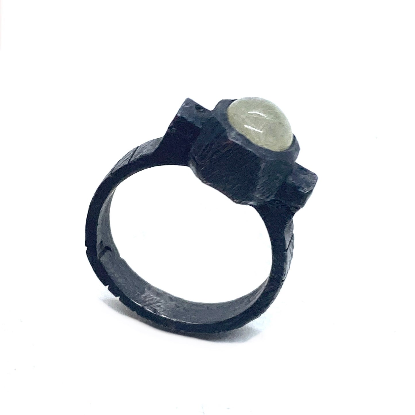 Brutalist Ring with Rutilated Quartz in Sterling Silver