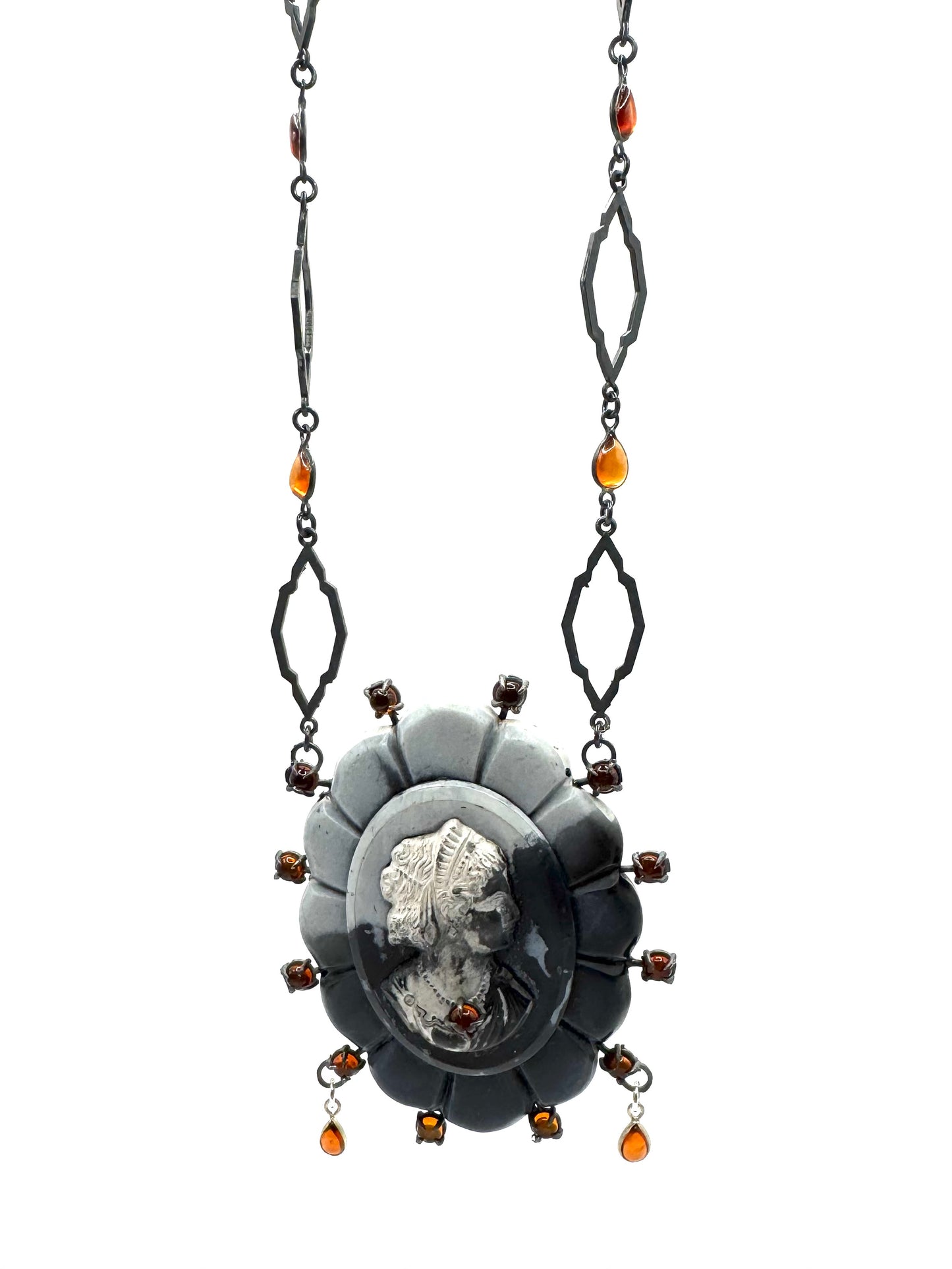 Mourning Necklace Vulcanite and Sterling Silver
