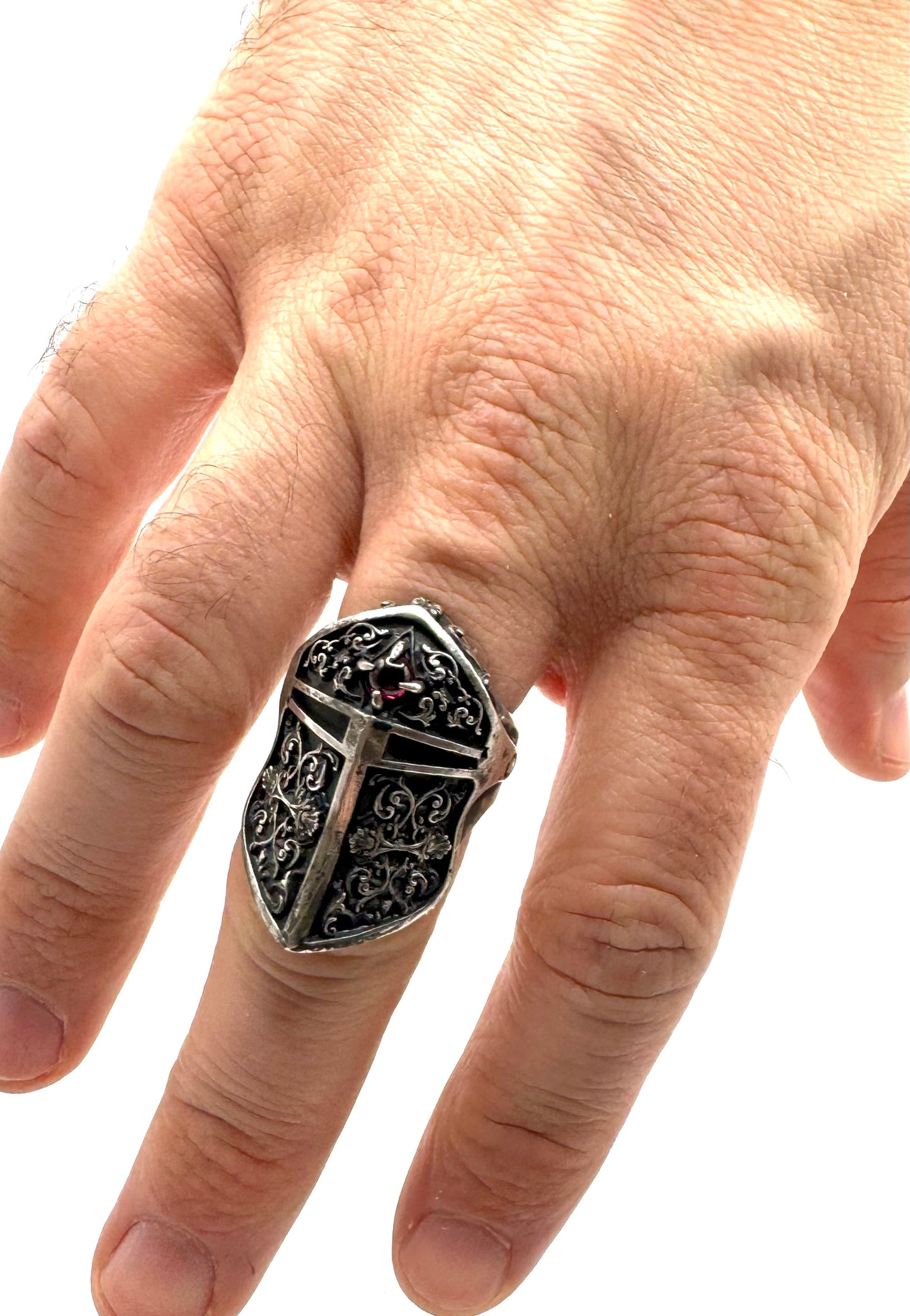 Blood Knight Ring In Sterling Silver