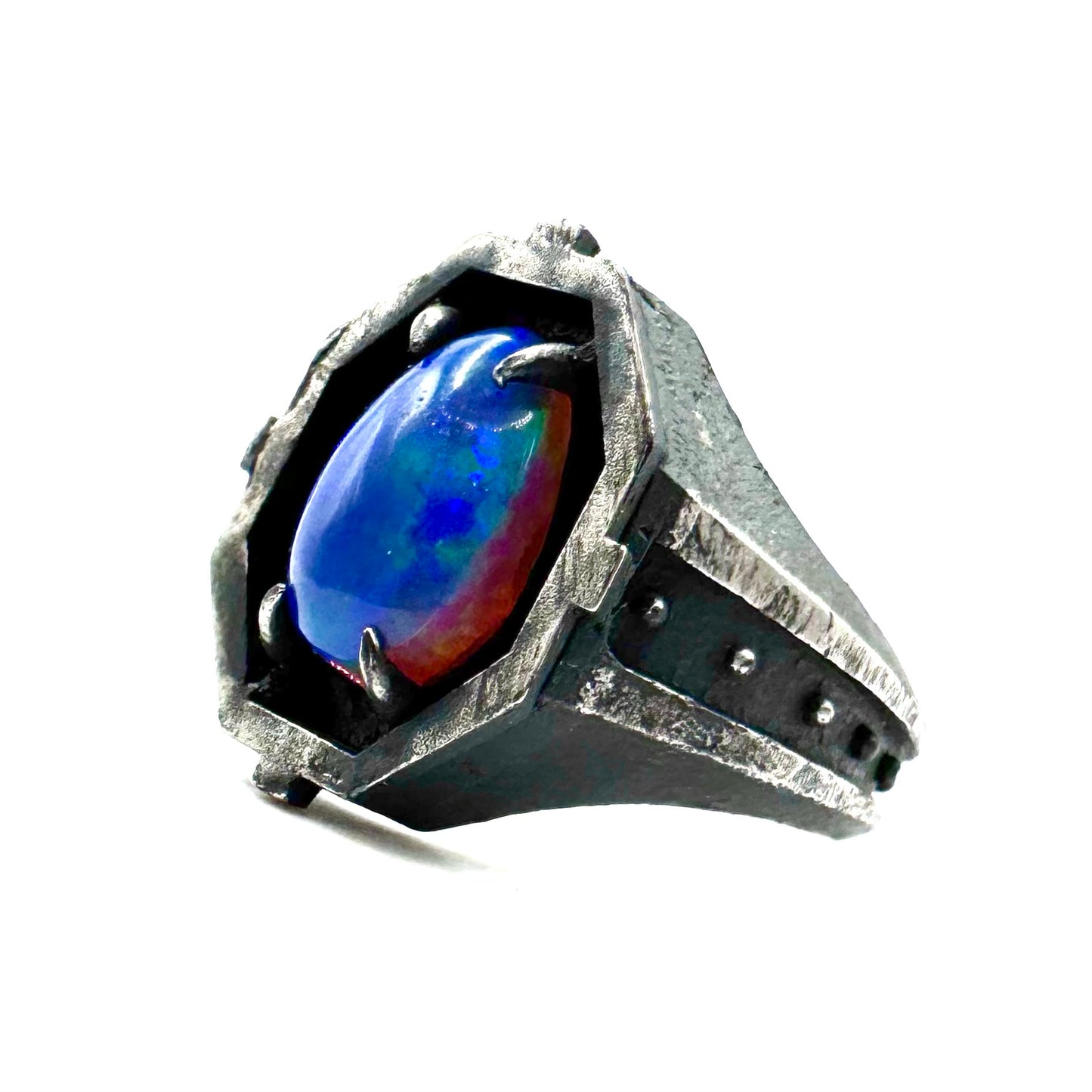 Black Opal Sanctum Ring in Sterling Silver