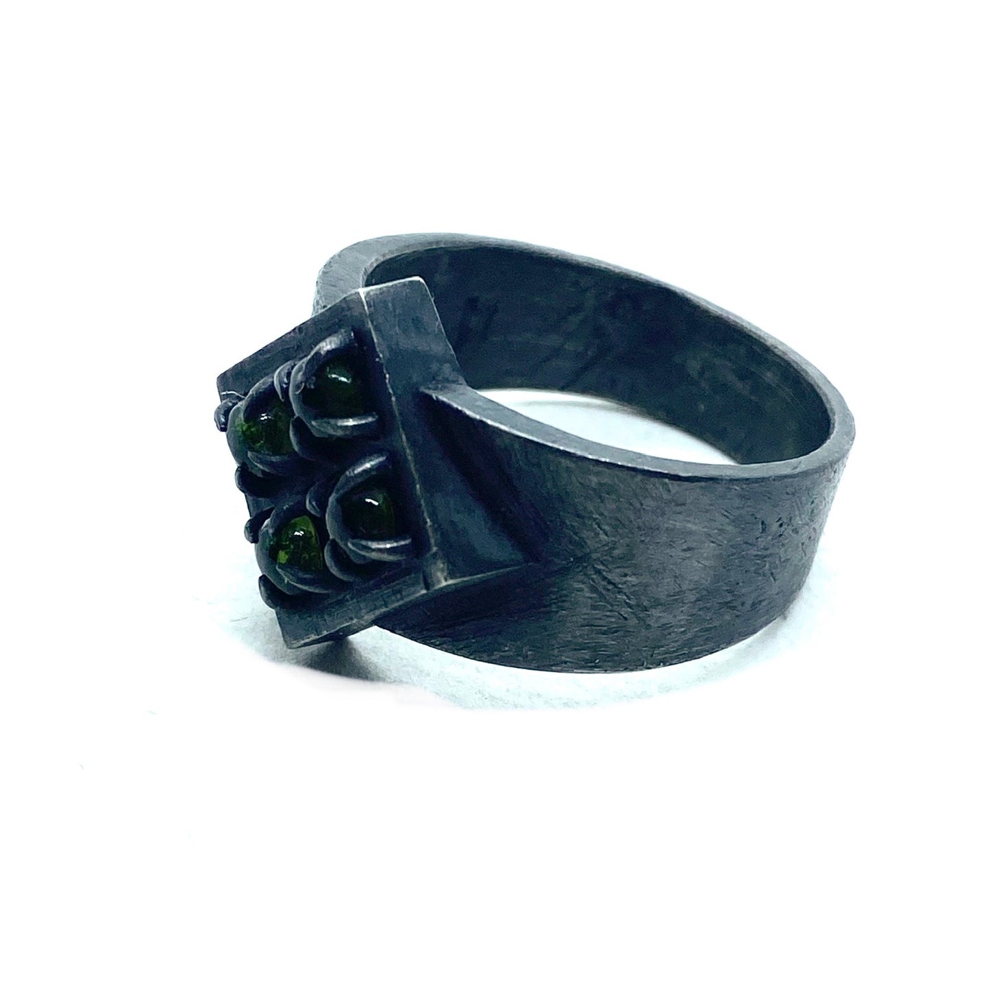 Brutalist Ring with Tourmaline in Sterling Silver