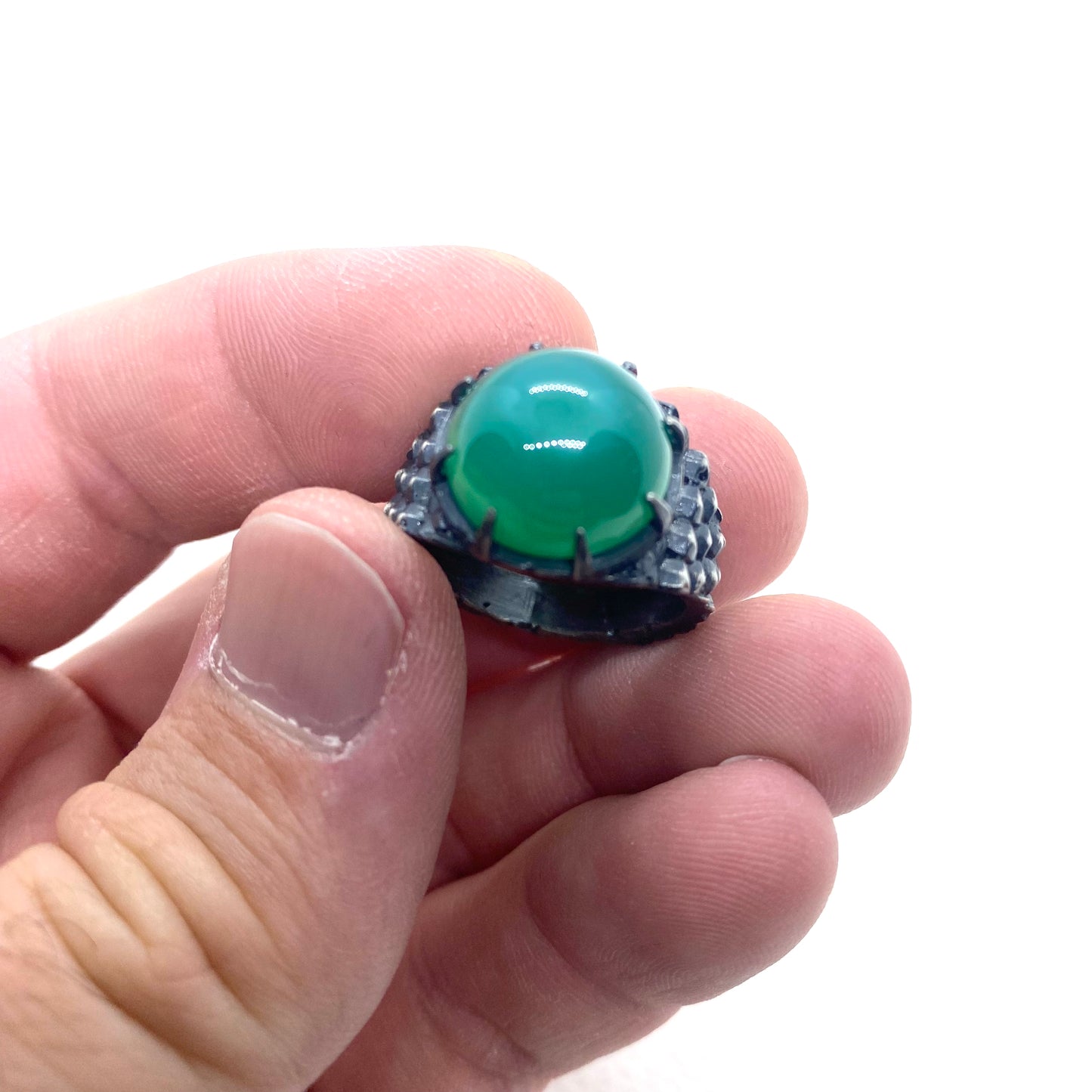Dragon’s Claw with Green onyx in Sterling Silver