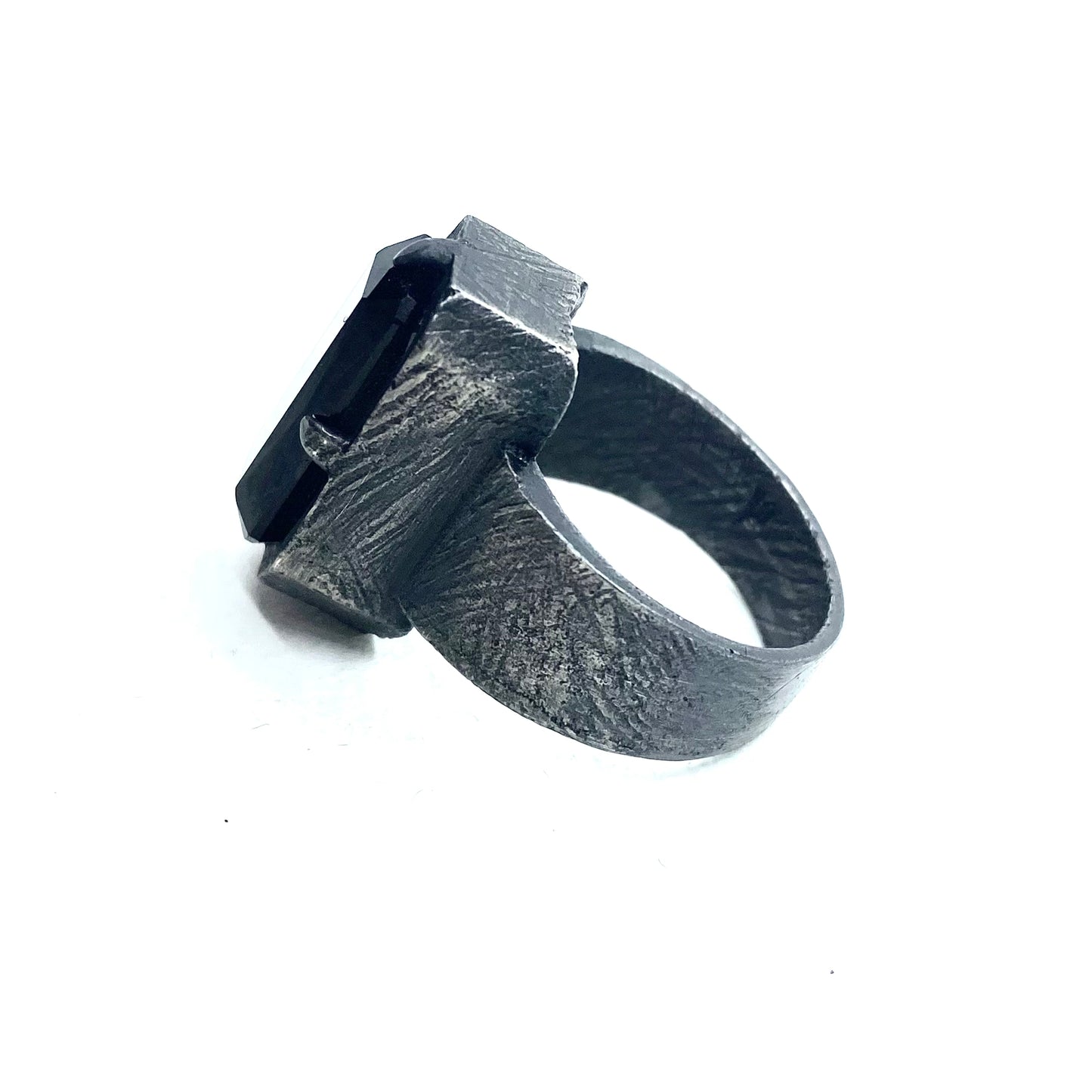Brutalist Ring with Tourmaline in Sterling Silver