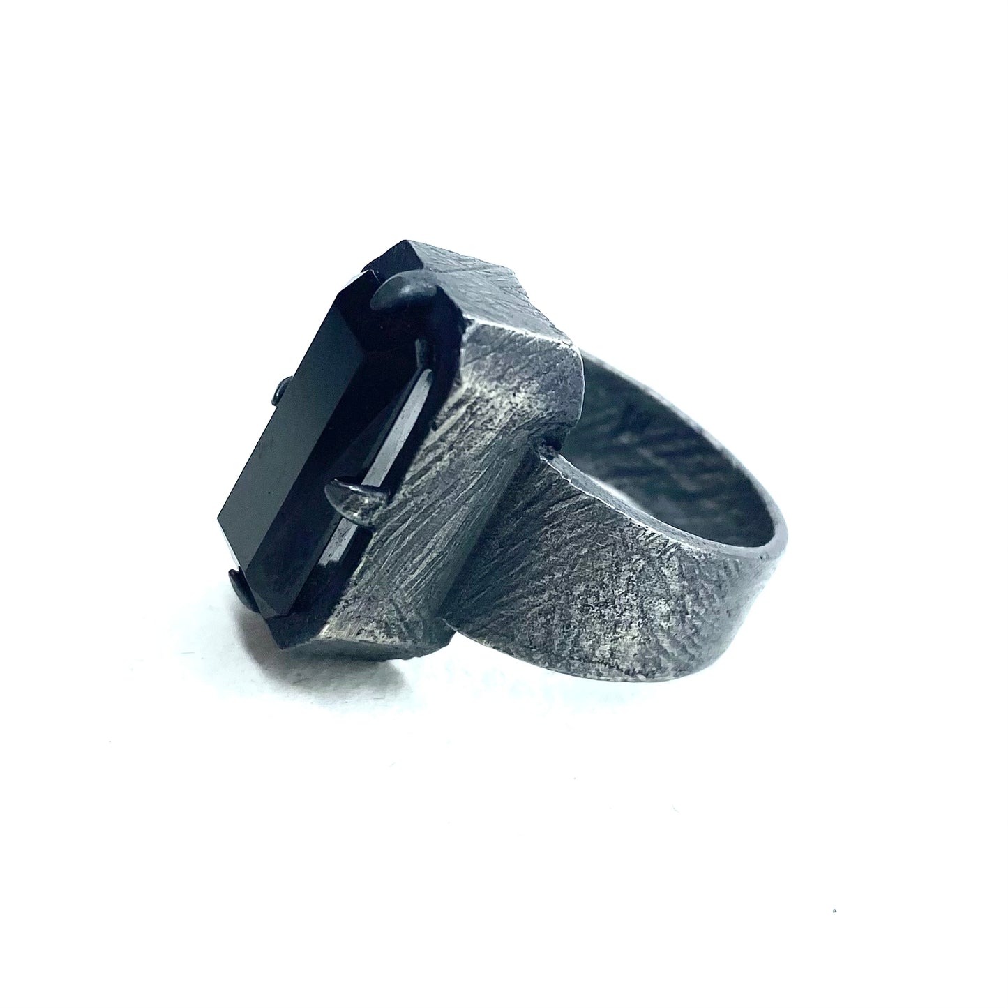 Brutalist Ring with Tourmaline in Sterling Silver