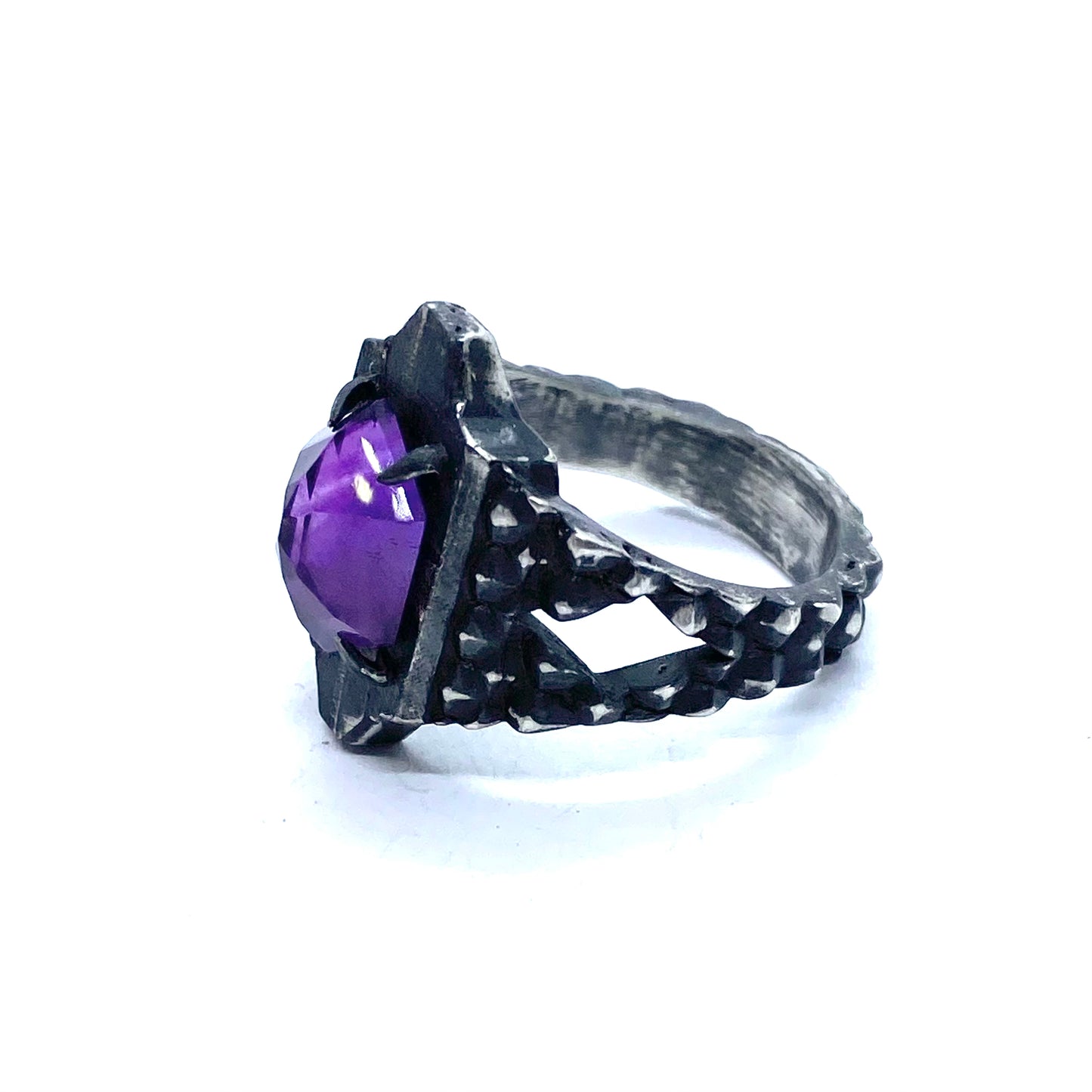 Serpent’s Claw Ring with Amethyst in Sterling Silver