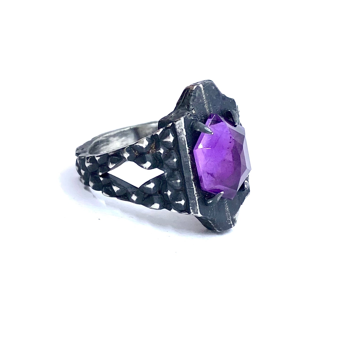 Serpent’s Claw Ring with Amethyst in Sterling Silver