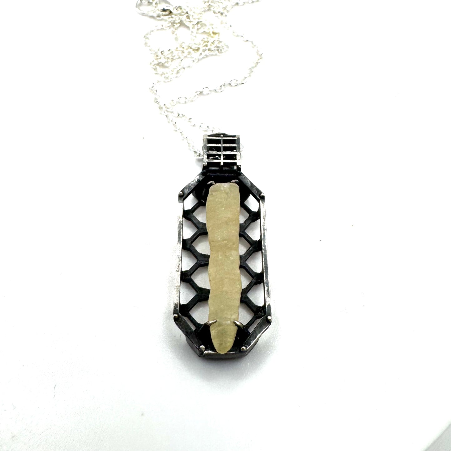 Ancient Origins Pendant V.2 - Raw White Sapphire in Sterling Silver
