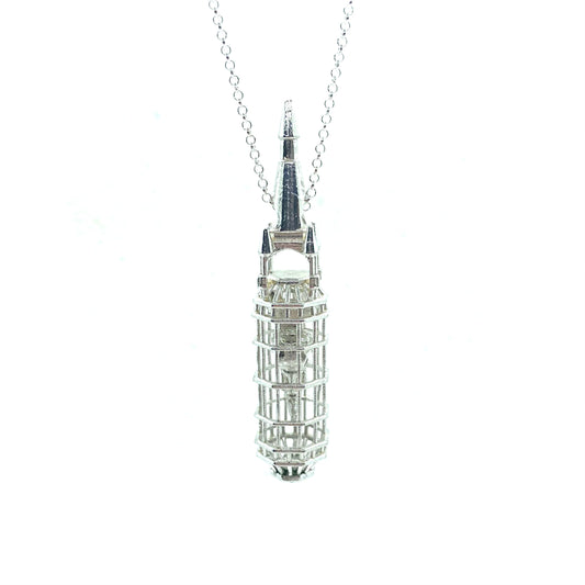 Caged Raven Skull Crow Pendant In Sterling Silver