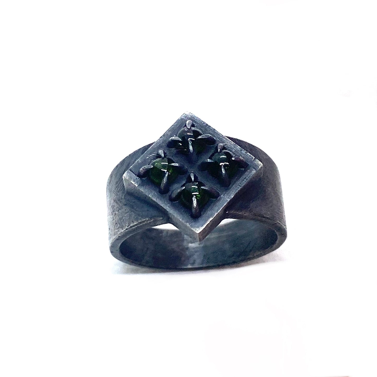 Brutalist Ring with Tourmaline in Sterling Silver
