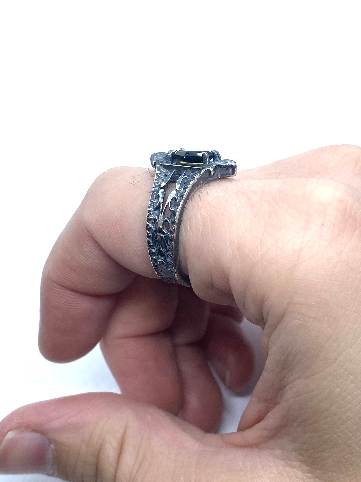 Serpent’s Claw with Green Tourmaline in Sterling Silver