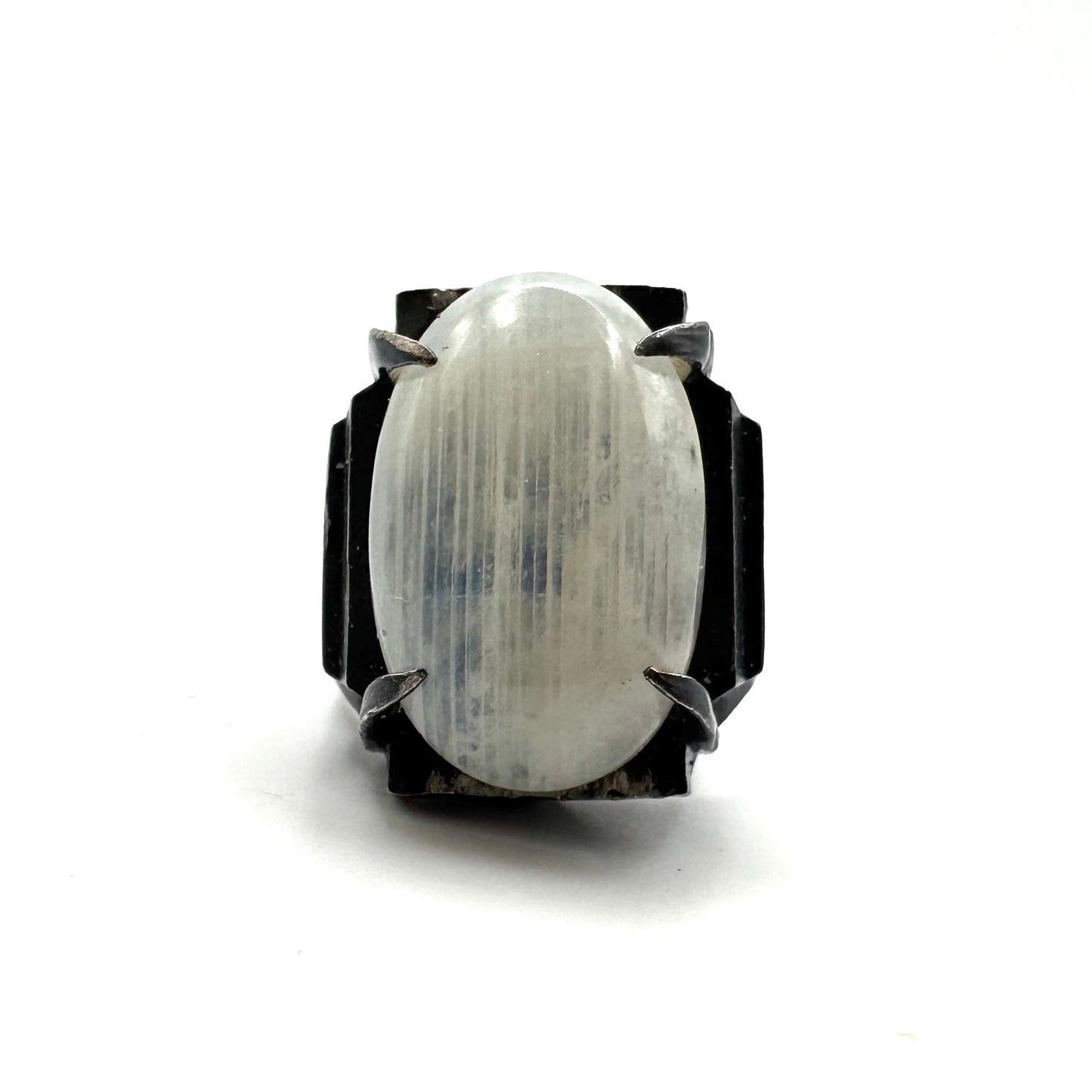 Moonstone Brutalist Ring in Sterling Silver