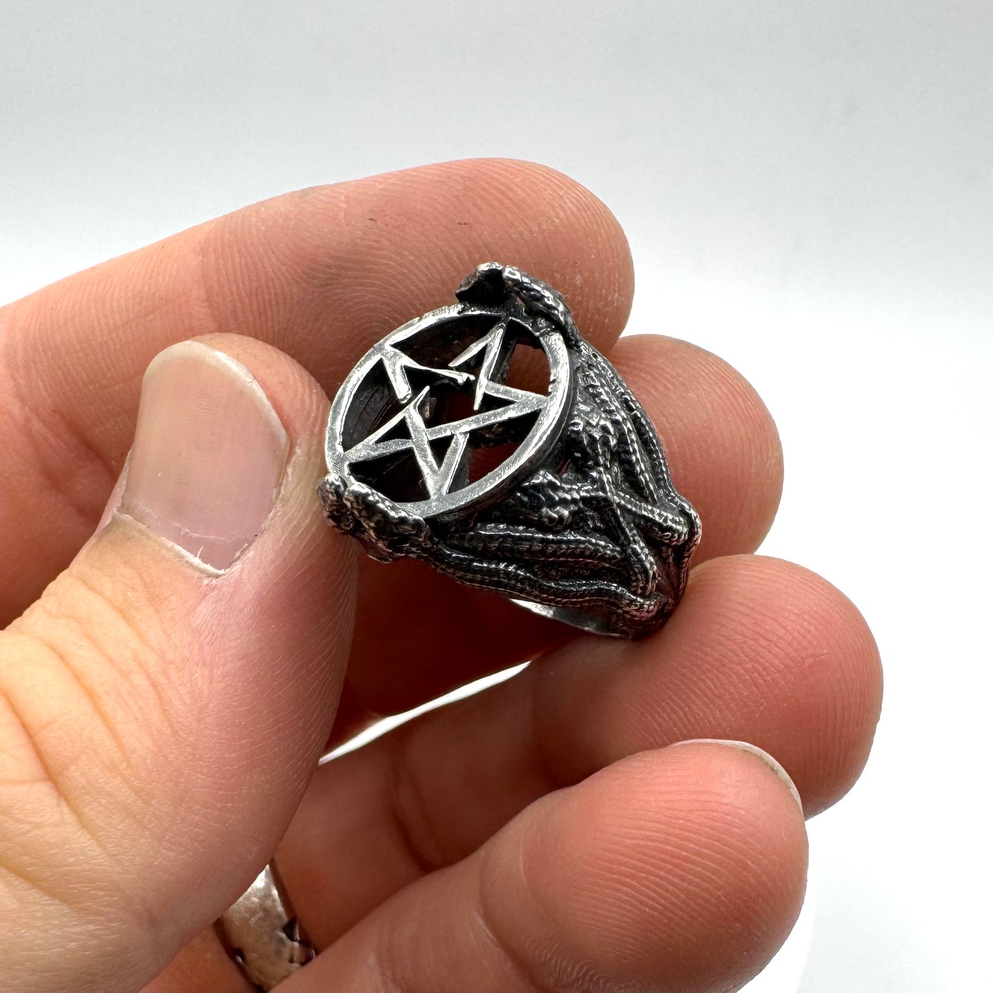 Medusa Pentacle Ring in Sterling Silver