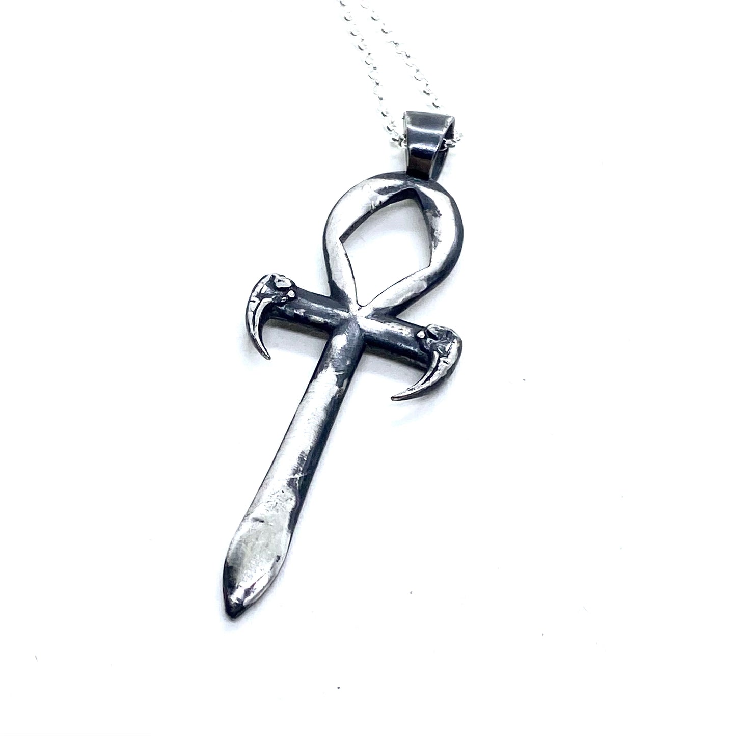 Dragon Ankh Talisman Necklace Sterling Silver