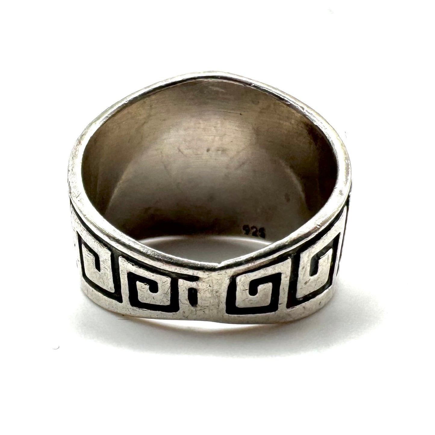 Vintage Aztec Sun Stone Sterling Silver Ring