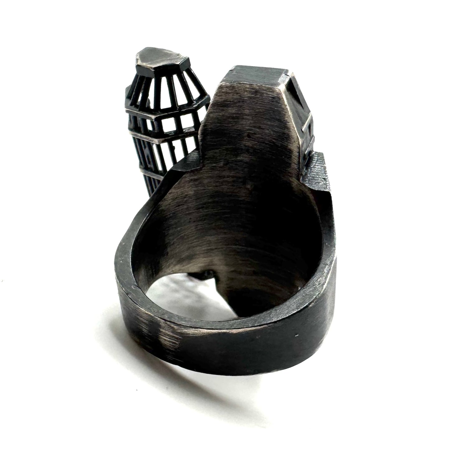 Draugr Coffin Ring in Sterling Silver and Black Wood