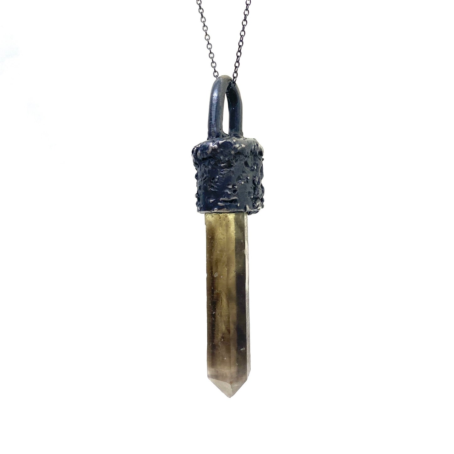 Smoky Quartz Talisman Necklace Sterling Silver
