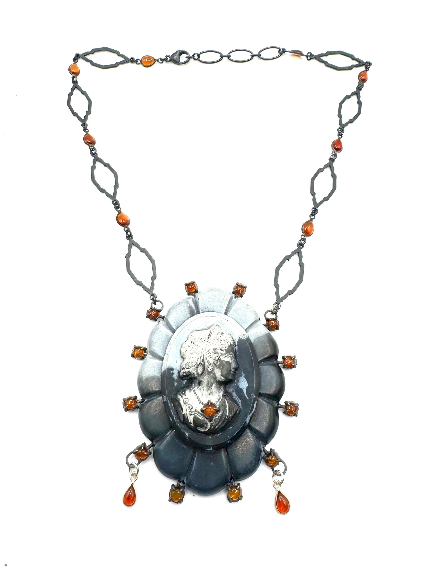 Mourning Necklace Vulcanite and Sterling Silver