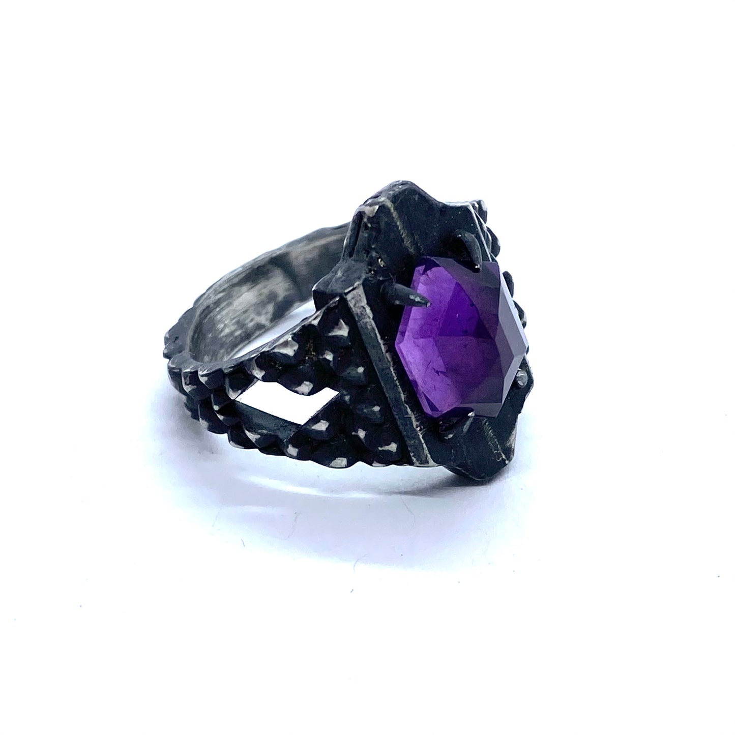 Serpent’s Claw Ring with Amethyst in Sterling Silver
