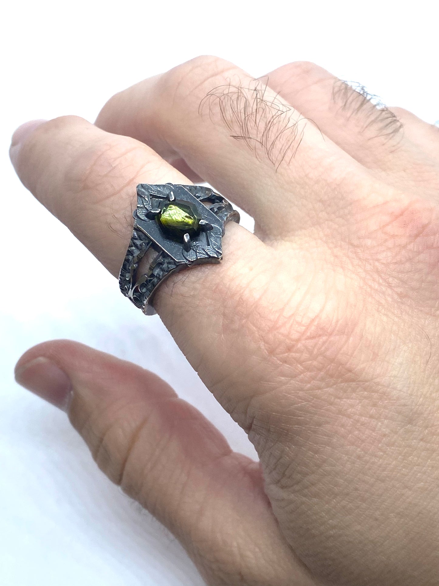 Serpent’s Claw with Green Tourmaline in Sterling Silver