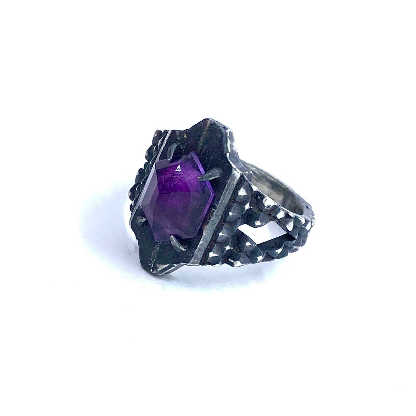 Serpent’s Claw Ring with Amethyst in Sterling Silver