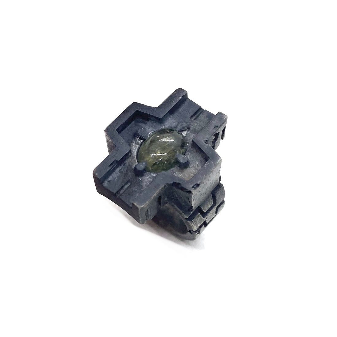 Brutalist Ring with Tourmaline in Sterling Silver