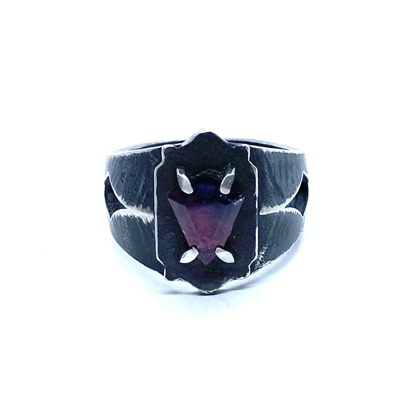 Brutalist Ring with Pink And Purple Winza Sapphire in Sterling Silver