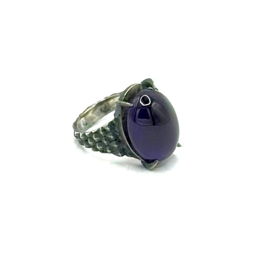 Serpent’s Claw Ring with Amethyst in Sterling Silver