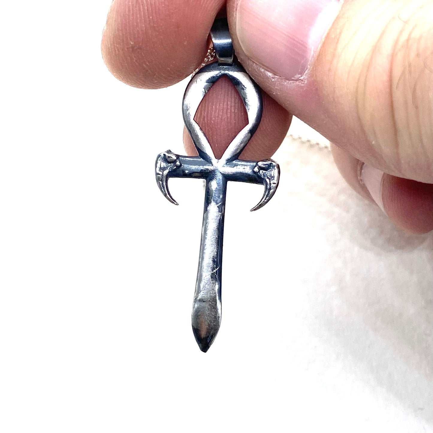 Dragon Ankh Talisman Necklace Sterling Silver