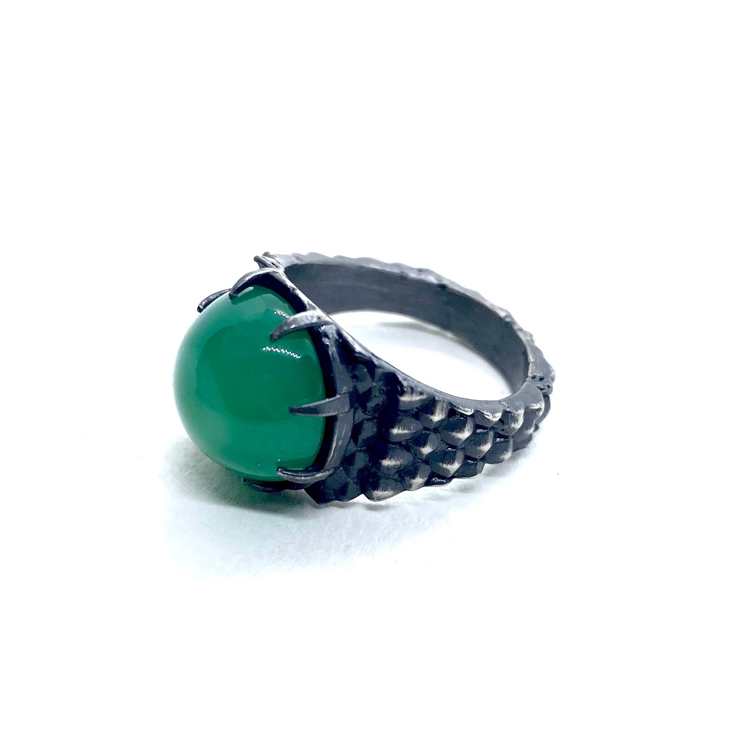 Dragon’s Claw with Green onyx in Sterling Silver