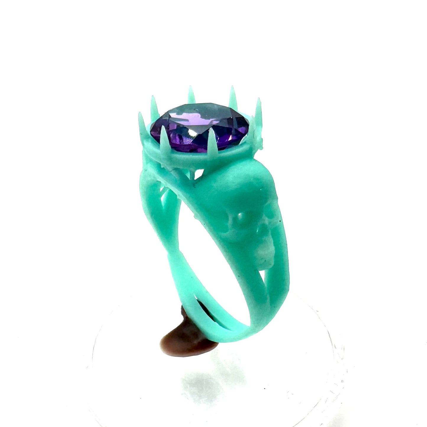 TO BE CAST - Cathedral Skull Ring With Amethyst In sterling Silver