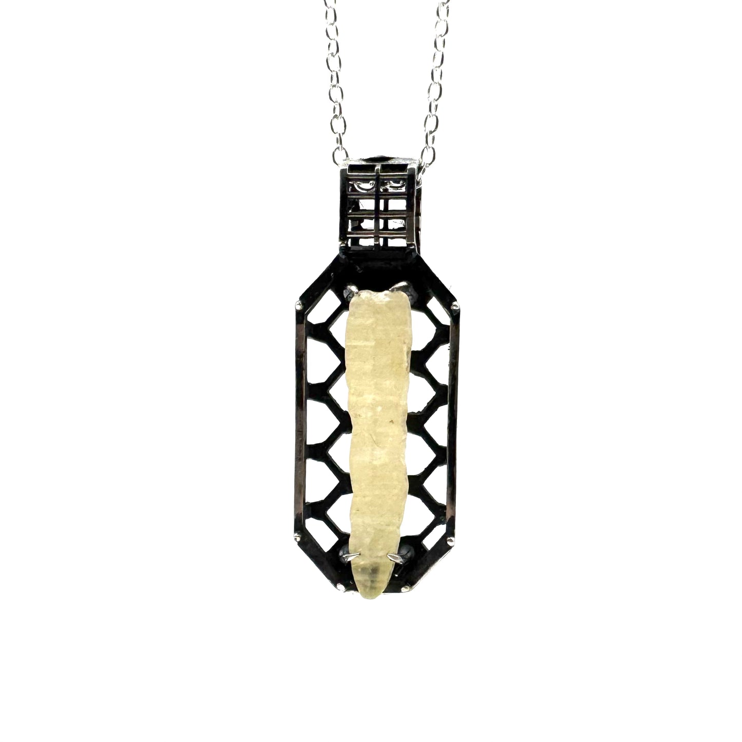 Ancient Origins Pendant V.2 - Raw White Sapphire in Sterling Silver