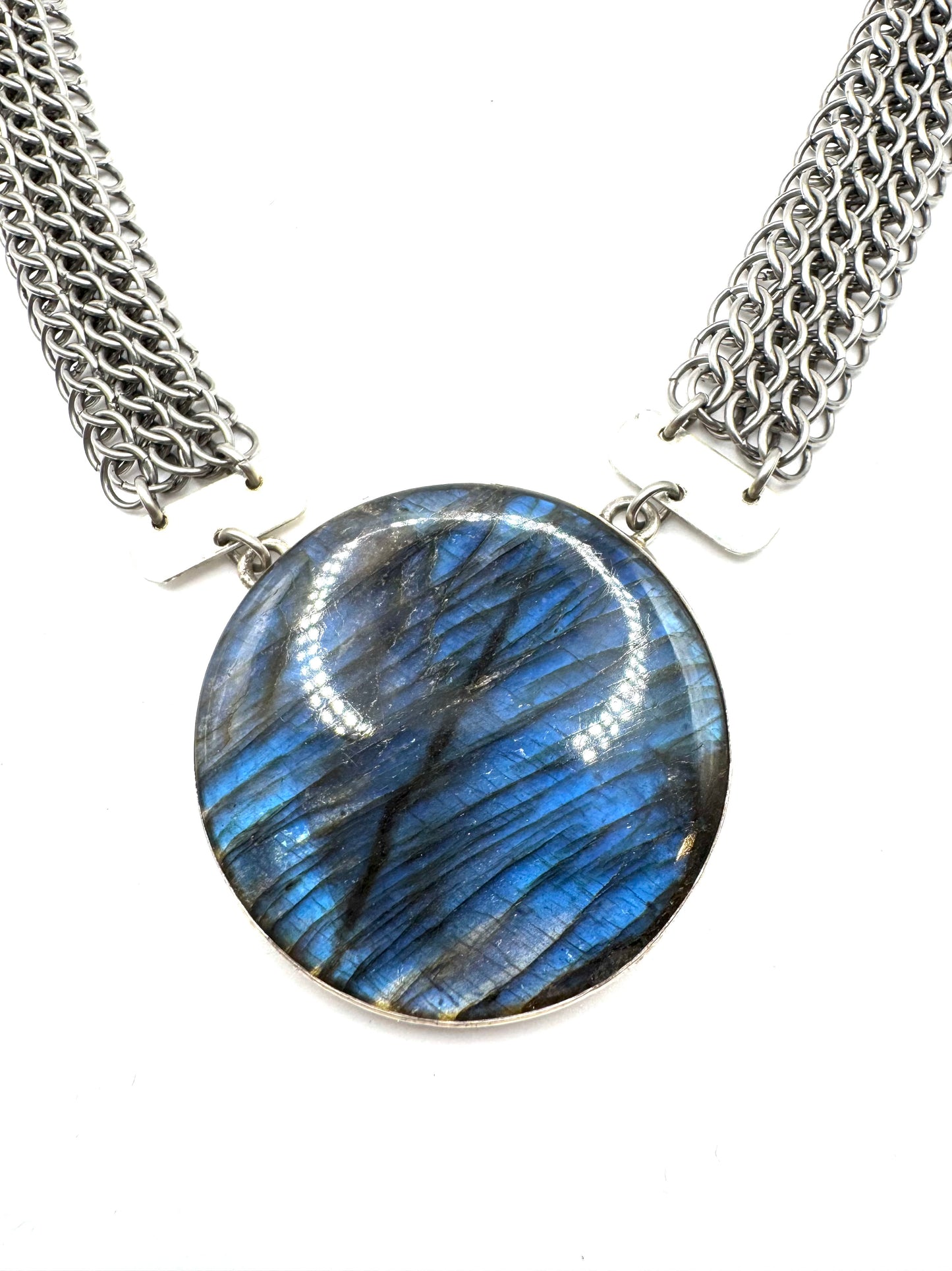 Labradorite Ancient Kings’ Necklace Sterling Silver and Stainless Steel