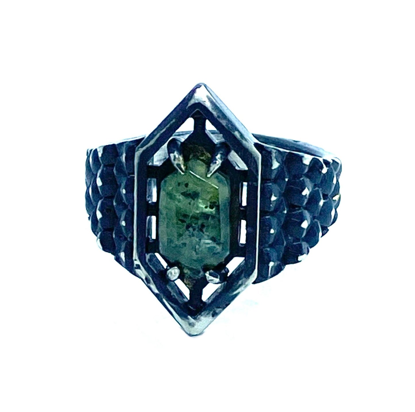 Soothsayer Ring with Moss Kyanite in Sterling Silver